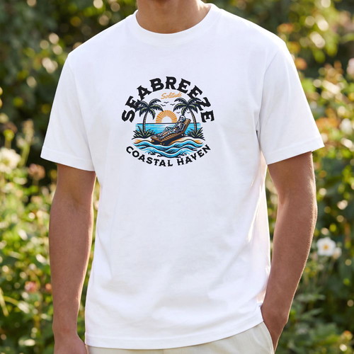 T-shirt Sea Breeze unisex new, white, polyester jersey