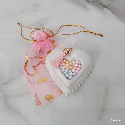 Gypsum hearts 7cm for crafts and wedding favors, pack of 50