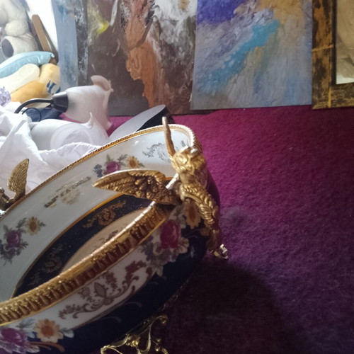 Bavarian fruit bowl with porcelain and copper details