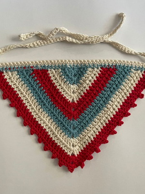 Handmade Bandana (L) Red, White & Blue Stripes