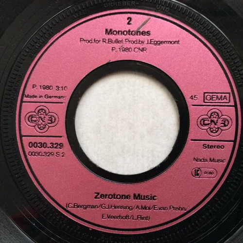 The Monotones Zero To Zero 45 RPM vinyl record used