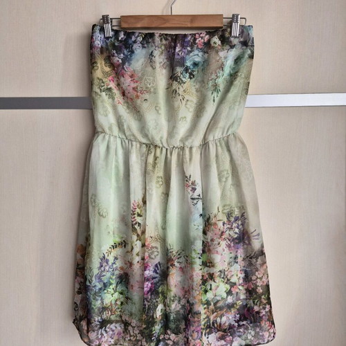 Zara strapless dress with floral print, like new, size M