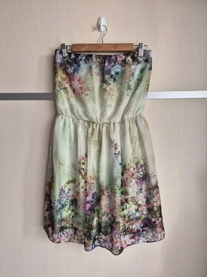 Zara strapless dress with floral print, like new, size M