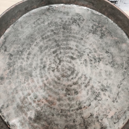 Copper traditional tray very large used, diameter 48cm