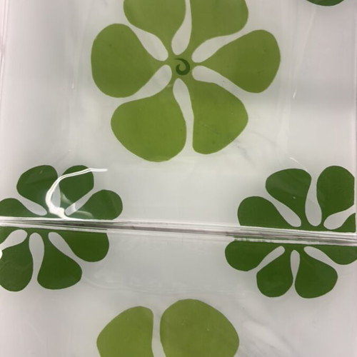 Set of 2 square glass serving plates like new with green floral design