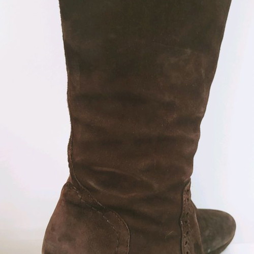 Suede boots used, genuine leather, size 40, brown