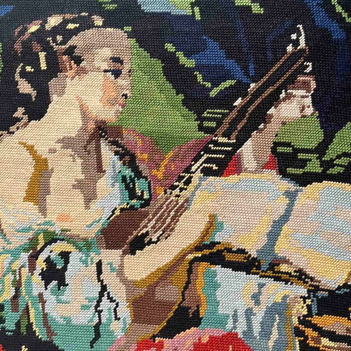 Handmade textile painting used, framed, 0.65x0.50 m