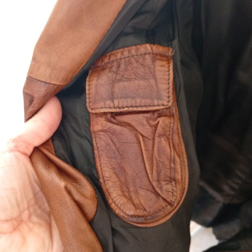 Men's leather jacket used, brown, size XL