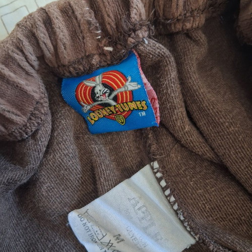 Adult pajamas with Taz Looney Tunes print, like new, brown and yellow velvet