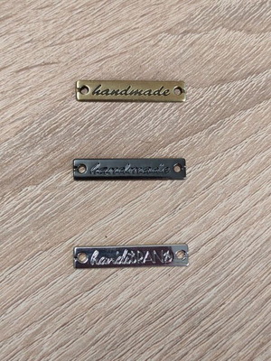 Handmade sewn label 3cm new, black nickel