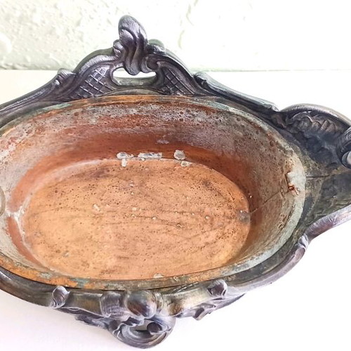 French jardiniere used metal with copper lining Rococo style