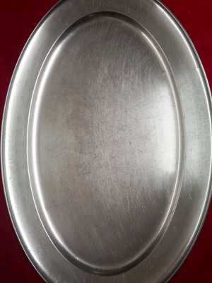 Large oval serving platter used, 56 cm length, 38 cm width
