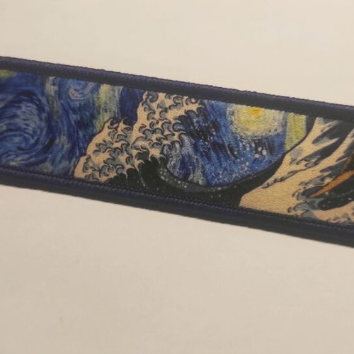 Embroidered fabric keychain The Great Wave Off Kanagawa Vincent Van Gogh Style new