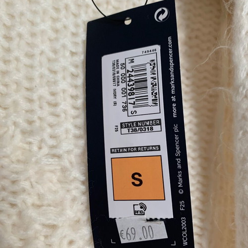 M&S knitted cardigan new, beige and white