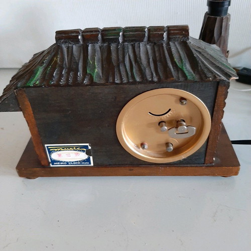 Meiko collectible clock music box and lamp like new 1950s