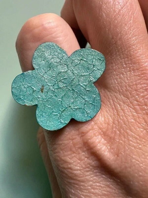 Vintage silver 925 ring used, turquoise flower design