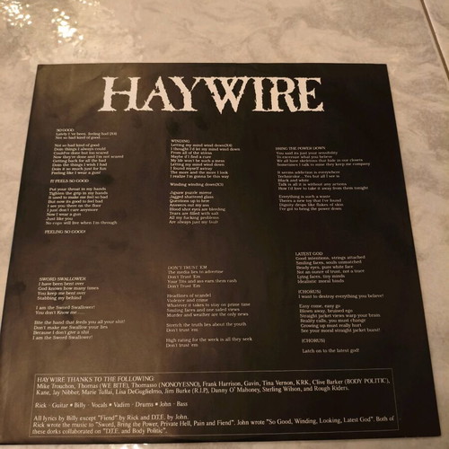 Haywire Private Hell LP like new, metal