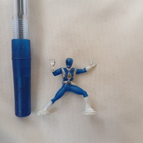 Mini collectible Blue Ranger figure used, cake topper, 3.5 cm