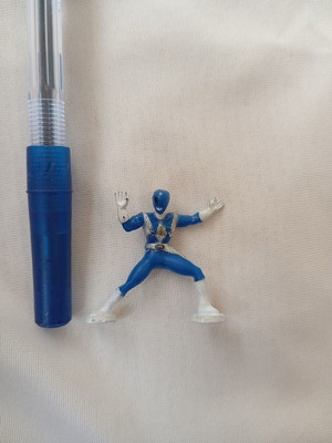 Mini collectible Blue Ranger figure used, cake topper, 3.5 cm