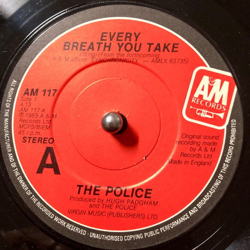 The Police Every Breath You Take Vinyl 7" Single like new, Rock