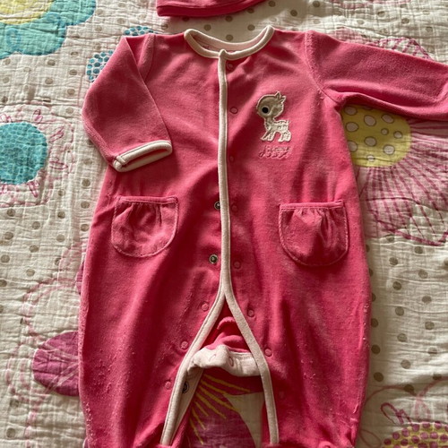 Mothercare velour suit and hat like new, fuchsia pink