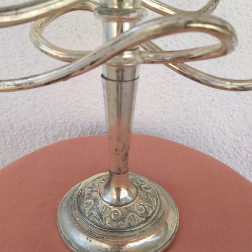 Vintage candlestick with 5 arms used, silver tones