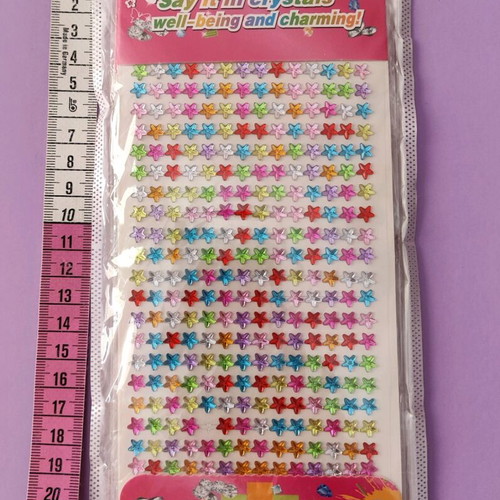 Set of colorful rhinestone, star, and pearl stickers new
