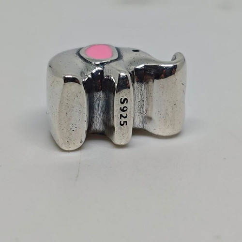 Silver Elephant Charm with Pink Enamel like new
