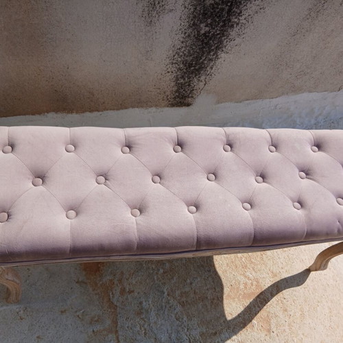 Stool with wooden frame, lilac color, like new