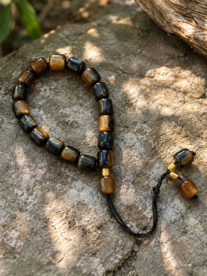 Handmade Resin Komboloi ZA03-002 Black with Gold Shades like new