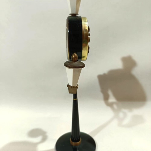 Bronze wind-up clock-alarm Rythm Japan used, 1960s design