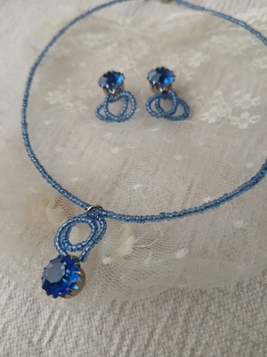 Handmade jewelry set in cobalt blue
