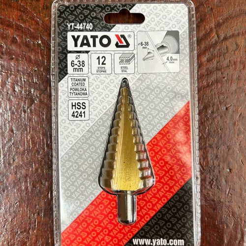Titanium conical drill new, 6-38mm for metal and plastic surfaces