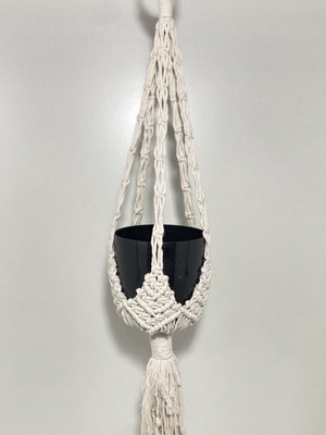 Handmade macrame white plant hanger new