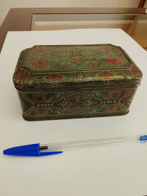 Vintage Oriental Metal Box for Coffee and Sugar used, Turkish Interwar