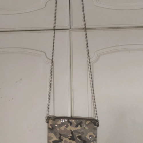 Material Girl crossbody bag used with sequins camouflage design