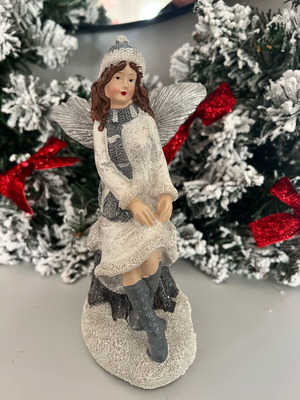 Christmas angel decoration like new, white and gray shades