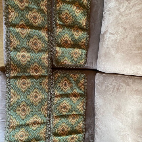 Set of 3 handmade embroidered runners used in oil and gold tones