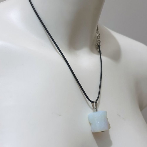 Handmade necklace with raw opal and stainless steel clasp new
