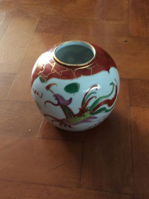 Βάζο κινεζικό vintage ζωγραφισμένο στο χέρι 14 εκ ύψος
