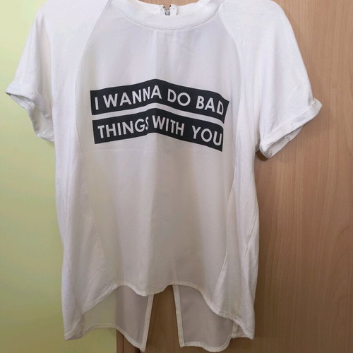Bershka T-shirt like new, size S, white, with back zipper
