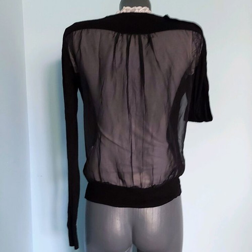 Black Cardigan with Stones and Transparent Back like new