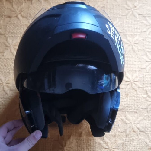 Full face helmet used, medium size, with integrated sunglasses