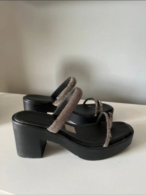 Heels with rhinestones like new, size 37 black platform sandals