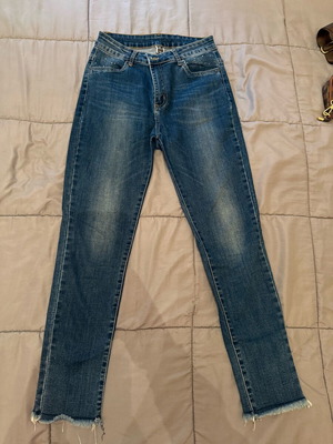 Jeans with rhinestones used, elastic fit, size XL