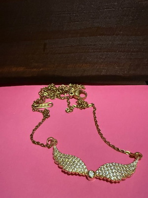 Angel wings necklace used, steel, gold color