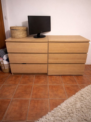 Συρταριέρες Σετ 2 Τεμαχίων Σαν Καινούργιο, Φυσική Απόχρωση Ξύλου