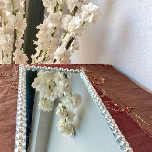 Decorative square mirror with rhinestones, like new