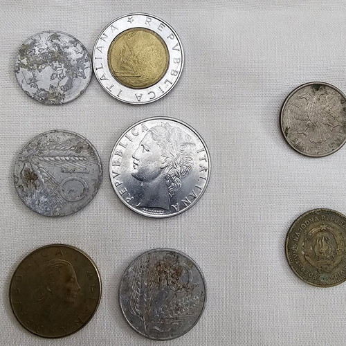 Coins used, set of 8 from Italy, Russia, Yugoslavia