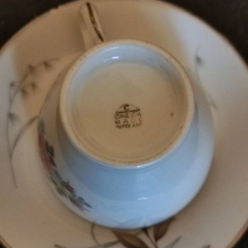 Vintage tea set cup and saucer used, CMIELOW Porcelain and Scherzer Bavaria